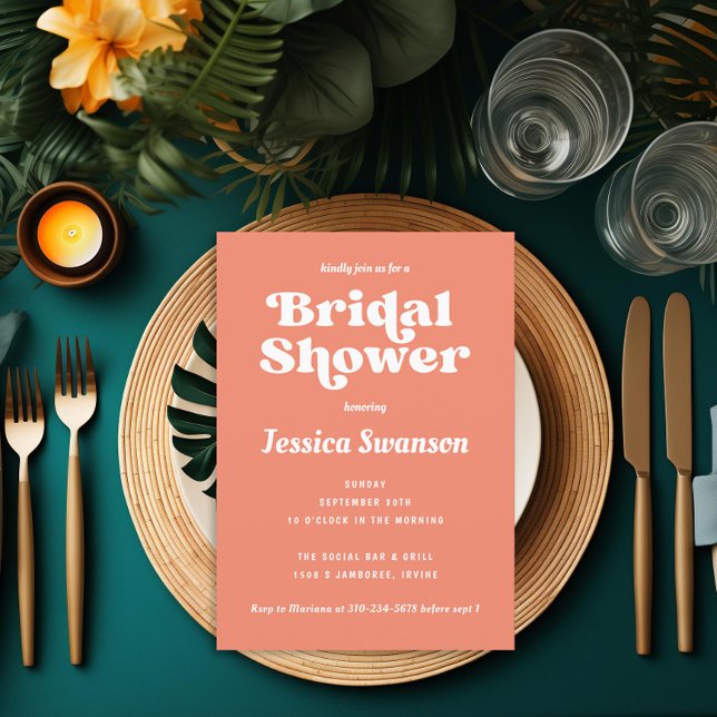 Vintage Orange Peach Terracotta Retro Inbjudningar (Skapare uppladdad)