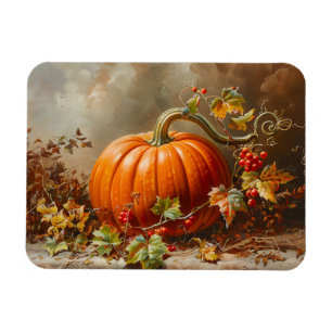 Vintage Orange Pumpkin-målning Magnet
