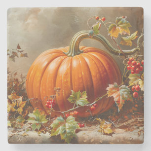 Vintage Orange Pumpkin-målning Stenunderlägg