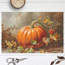 Vintage Orange Pumpkin Painting Decoupage
