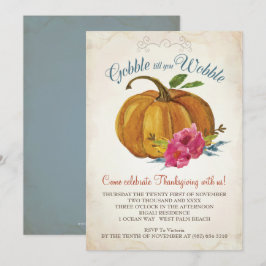 Vintage Orange Pumpkin Thanksgiving Family Middag Inbjudningar