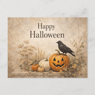 Vintage Orange Pumpkins Halloween Helg Vykort
