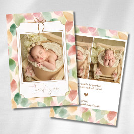 Vintage Orange Sage Höstblad Guld Baby Foto Meddelande