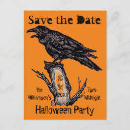 Vintage Orange & Svart Korp Halloween Bläcktecknin Meddelande Vykort