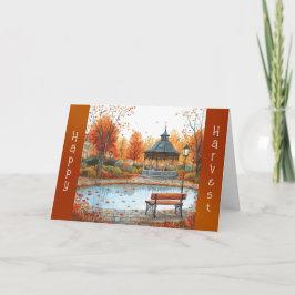 Vintage Orange Thanksgiving för höstblocket Bench Kort