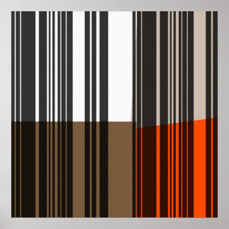 Vintage Orange White Grått Black Rand Art Poster