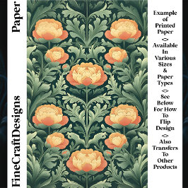 Vintage Orange & Yellow Peonies CR4 Craftpapper