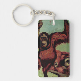 Vintage orangutaner på träd nyckelring