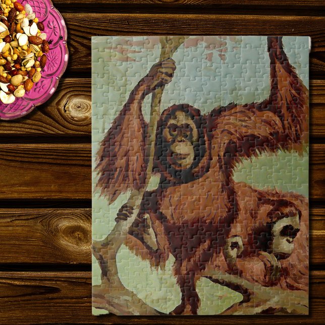 Vintage orangutaner på träd pussel (Skapare uppladdad)