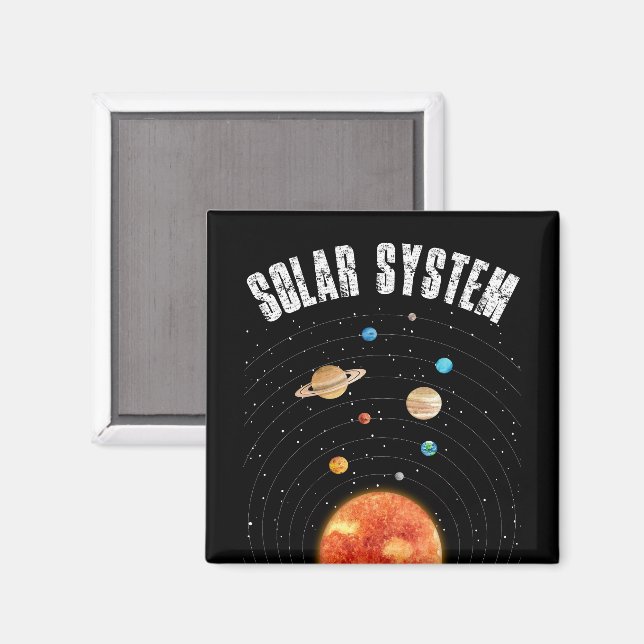 Vintage Orbit från planetens astronomi Älskare Magnet (Front/Back)