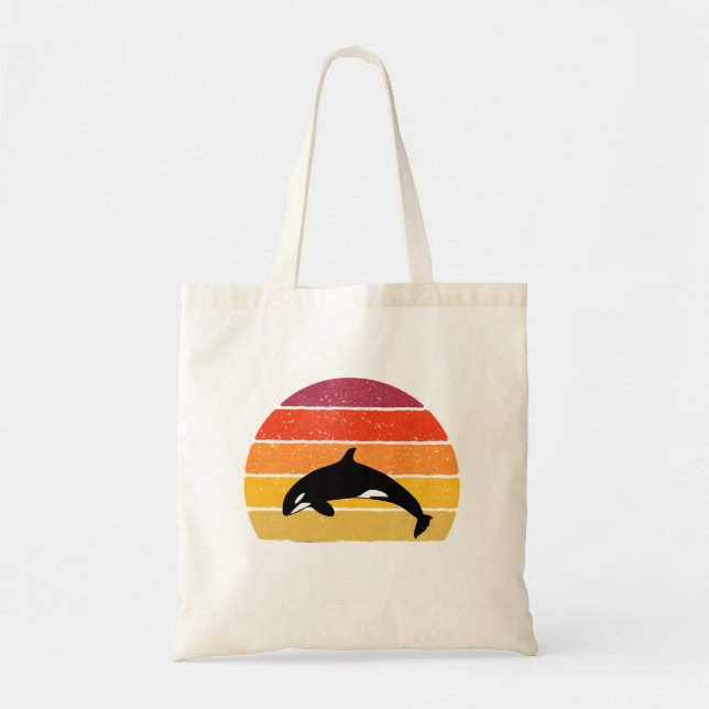 Vintage Orca Killer Whale Sunset Gift Tygkasse (Framsidan)