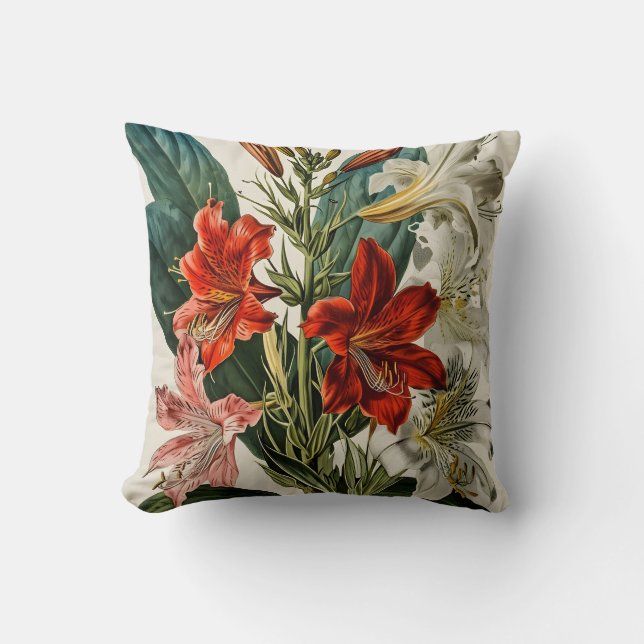 Vintage Orchid-blommor Kudde (Framsida)