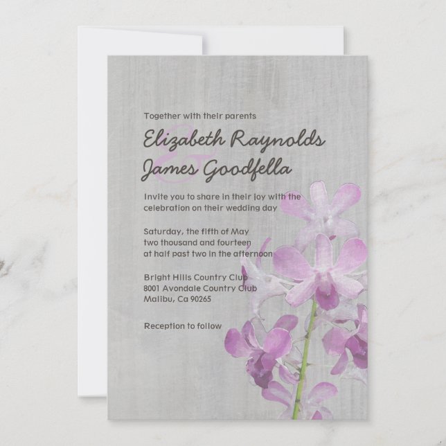 Vintage Orchid bröllopsinbjudningar Inbjudningar (Framsida)