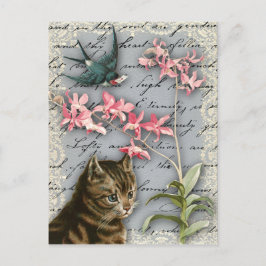 Vintage Orchid Collage Postcard Vykort