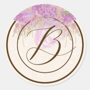 Vintage Orchid Ombré Bow och Bouquet-RB Runt Klistermärke