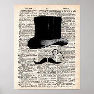Vintage ordlista med top hat poster