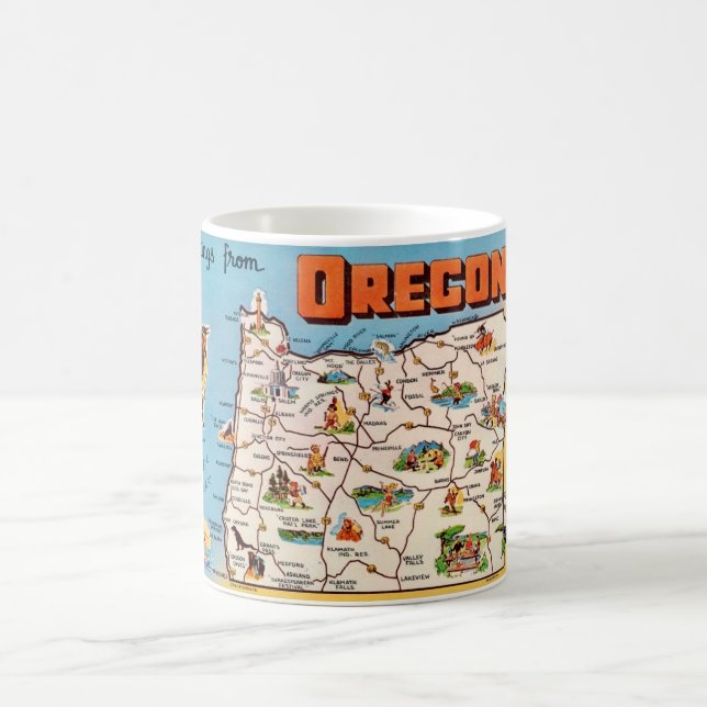 Vintage Oregon Karta Mugg (Center)