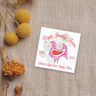 Vintage Organic Eggs Family Farm Rustic Rosa Hen Fyrkantigt Visitkort