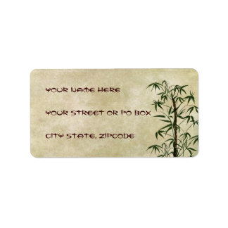 Vintage Oriental Bamboo 1 Adressetikett