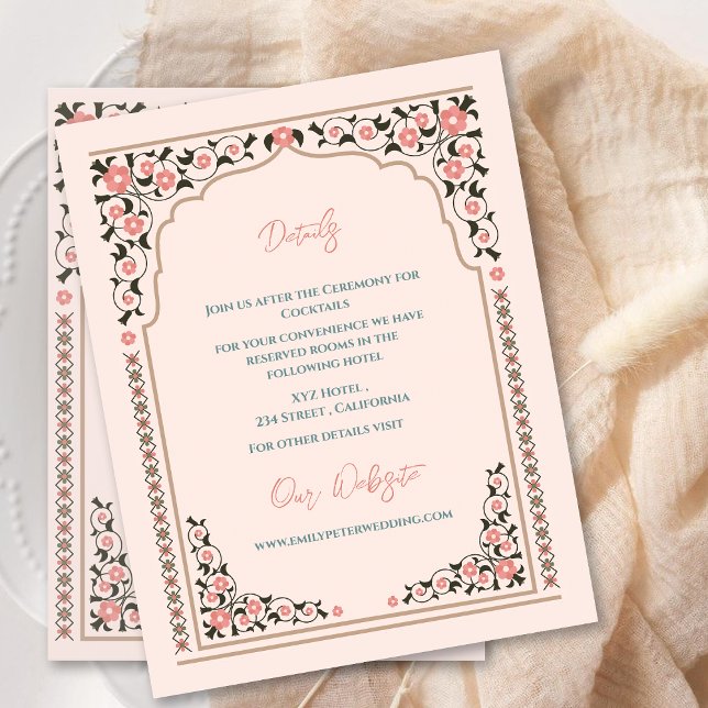 Vintage Oriental Gräns Ram Bröllop Tilläggskort (Vintage Oriental Border Frame Wedding Details Enclosure Card)