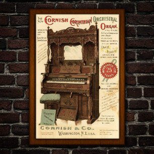 Vintage orkesterorgelreklam poster