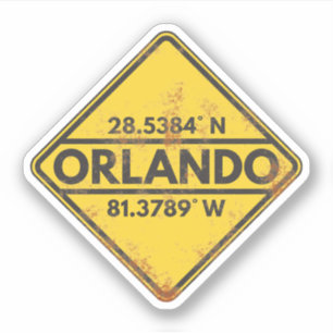 Vintage Orlando Coordinates Rusty Metall Sign Klistermärken