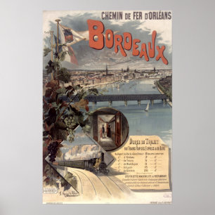 Vintage Orleans Railway Paris till Bordeaux Poster