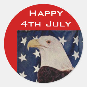 Vintage Örn den 4 juli om amerikanska Flagga Runt Klistermärke