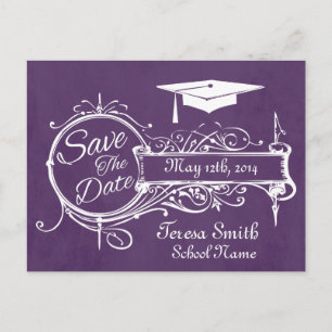 Vintage Ornament & Chalk Studenten Spara datum Vykort