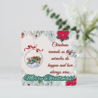 Vintage Ornament & Poinsettia jul Julkort