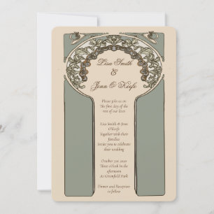 Vintage Ornamental Mucha Inspired Bröllop Inbjudningar