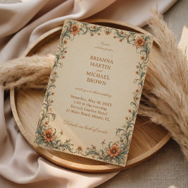 Vintage Ornamentala Blommig Elegant Inbjudningar