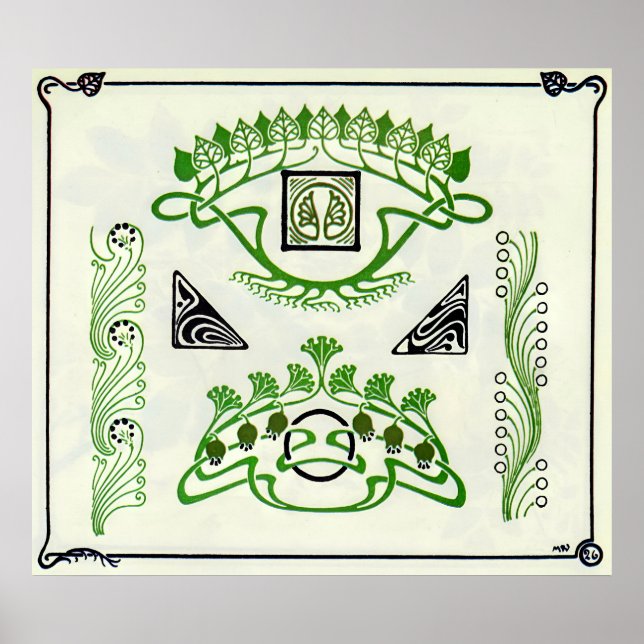 Vintage Ornamentala Kombinationer Art Poster (Framsidan)