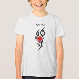 Vintage Ornamentalt Hjärta med Blommig Tatuering K T Shirt