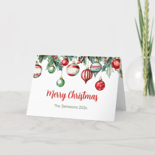 Vintage Ornaments Holly Photo-julkort Helgkort