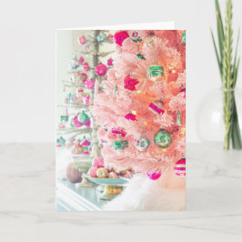 Vintage Ornaments Rosa Julgran-mappat kort