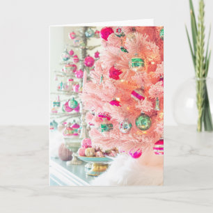 Vintage Ornaments Rosa Julgran-mappat kort