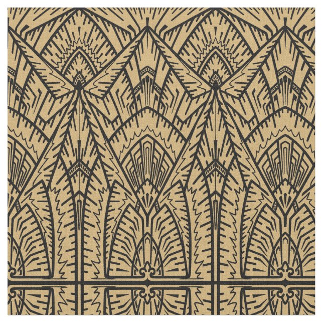 Vintage Ornate Art Deco Mönster Tyg (Närbild)