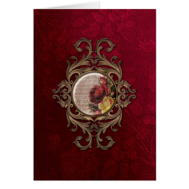 Vintage Ornate-Blommigt OBS Kort (Framsidan)