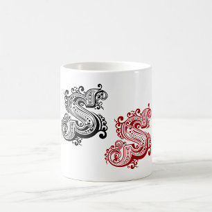 Vintage Ornate Brev S Monogram Kaffemugg