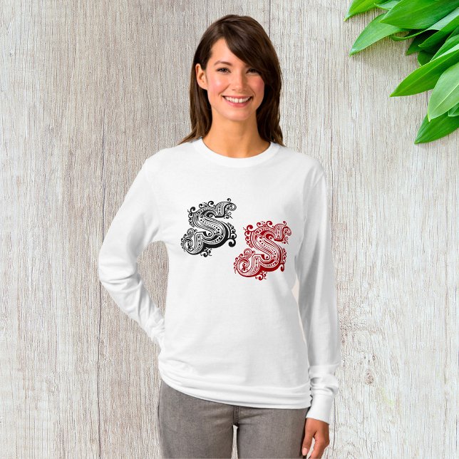 Vintage Ornate Brev S Monogram T Shirt (Skapare uppladdad)