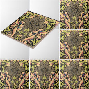 Vintage Ornate Colorful Art nouveau Kakelplatta