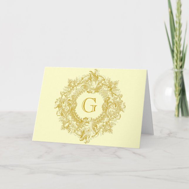 Vintage Ornate Guld Flourish WAN Kort (Framsida)