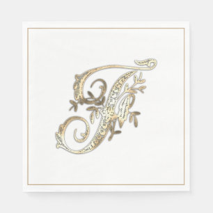 Vintage Ornate Guld Monogram F Pappersservett
