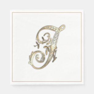 Vintage Ornate Guld Monogram J Pappersservett