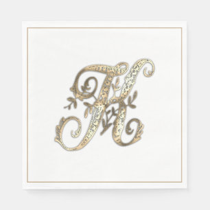 Vintage Ornate Guld Monogram K Pappersservett