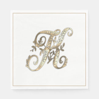 Vintage Ornate Guld Monogram K Pappersservett