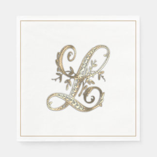 Vintage Ornate Guld Monogram L Pappersservett