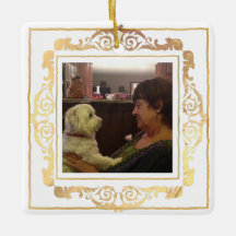 Vintage Ornate Guld Pet Photo Ceramic Ornament