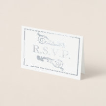 Vintage Ornate Silver Flourish Grått OSA Foil Card